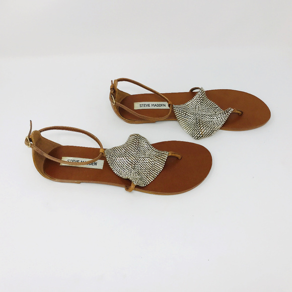 Steve Madden Rhinestone Shineyy Sandals Cognac - Picture 4 of 7
